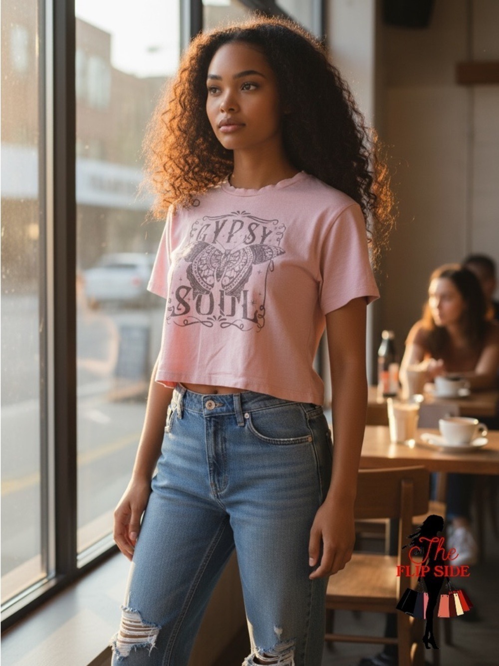Dirtee Laundry Gypsy Soul Tee SMALL Crop Top Butterfly Purple Boho Relaxed Fit